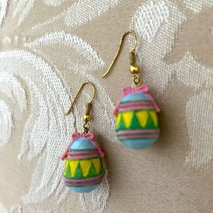 Vintage Hand Painted Easter Egg Earrings